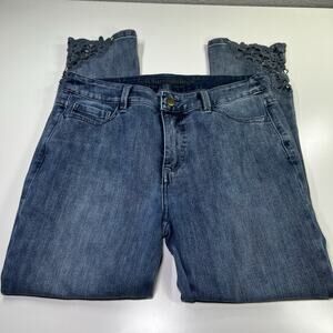 Soft Surroundings Touch of Lace Jeans Size 4P Boho Coastal Cottagecore Crochet